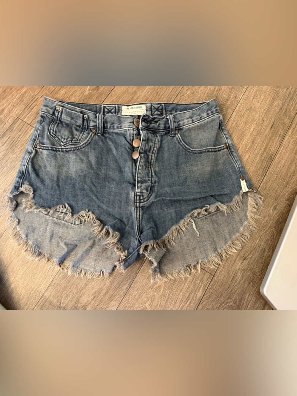 One Teaspoon Distressed Light Blue Denim Cutoff Shorts